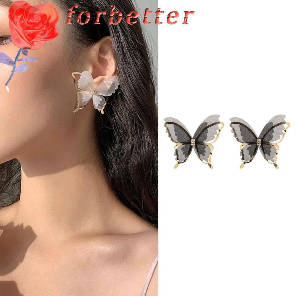 Bông Tai Hình Bướm Bằng Vải Tuyn Phong Cách Hàn Quốc Thời Trang Cho Nữ