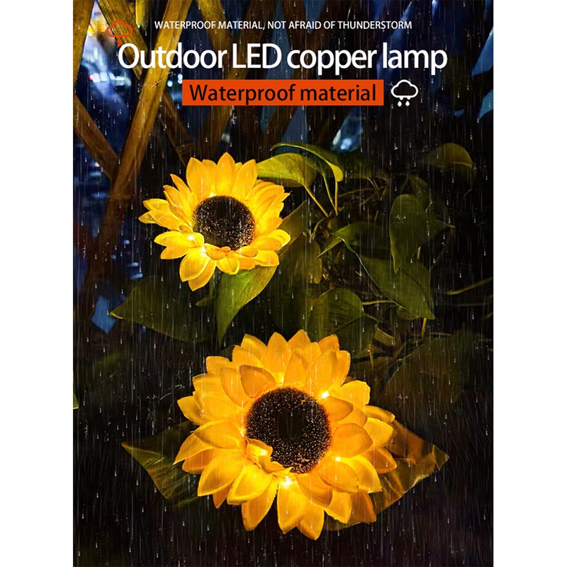Đèn LED 3 Đầu Hình Hoa Hướng Dương Chống Nước Trang Trí Lối Đi Sân Vườn