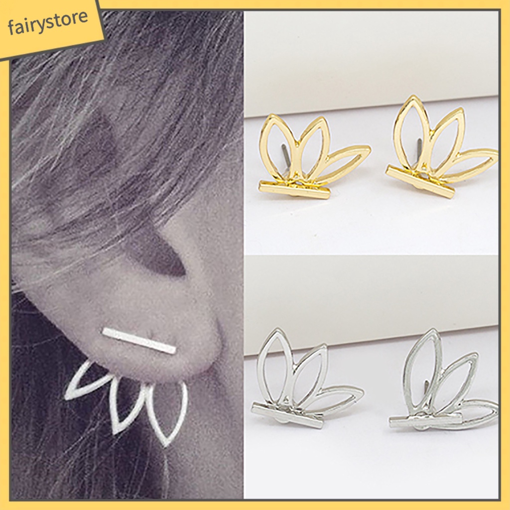 1 Đôi Bông Tai Hai Mặt Hình Hoa Sen Thời Trang Dành Cho Nữ