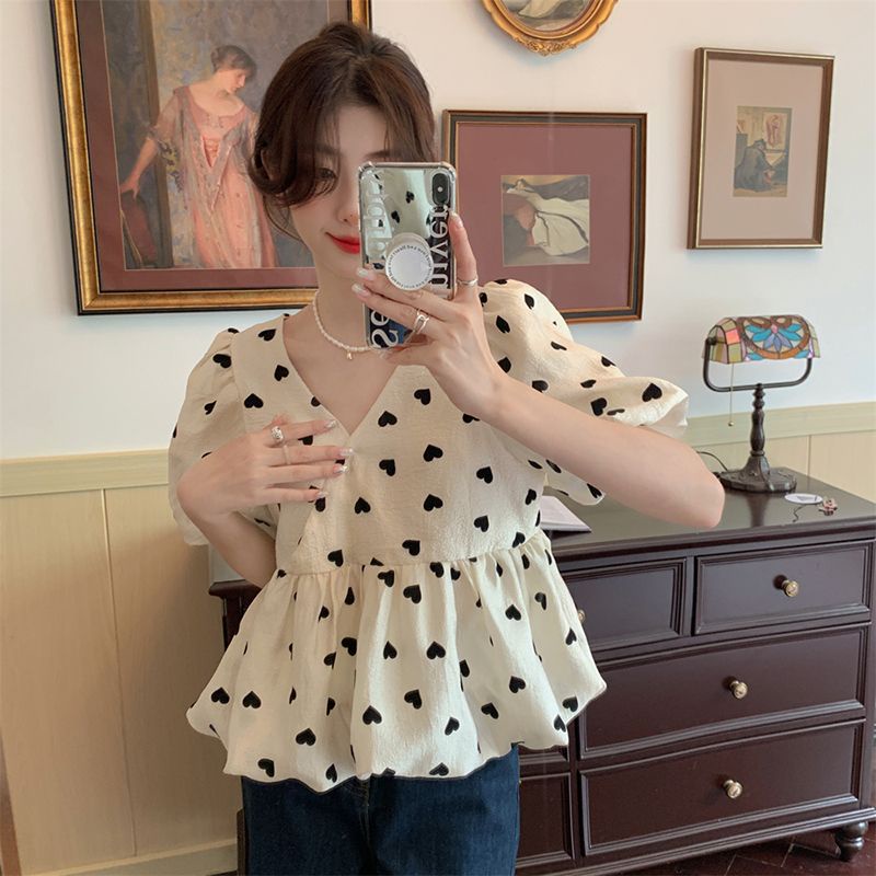 Áo Sơ Mi Tay Ngắn Cổ Chữ V In Họa Tiết Hoa Thanh Lịch Thời Trang Mùa Hè Cho Nữ