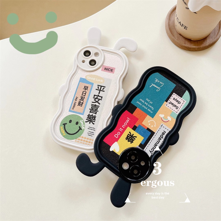 Ear CaseỐp Điện Thoại TPU Mềm Họa Tiết Chữ May Mắn Cho IPhone 14 13 12 11 Pro Max X XR Xs Max