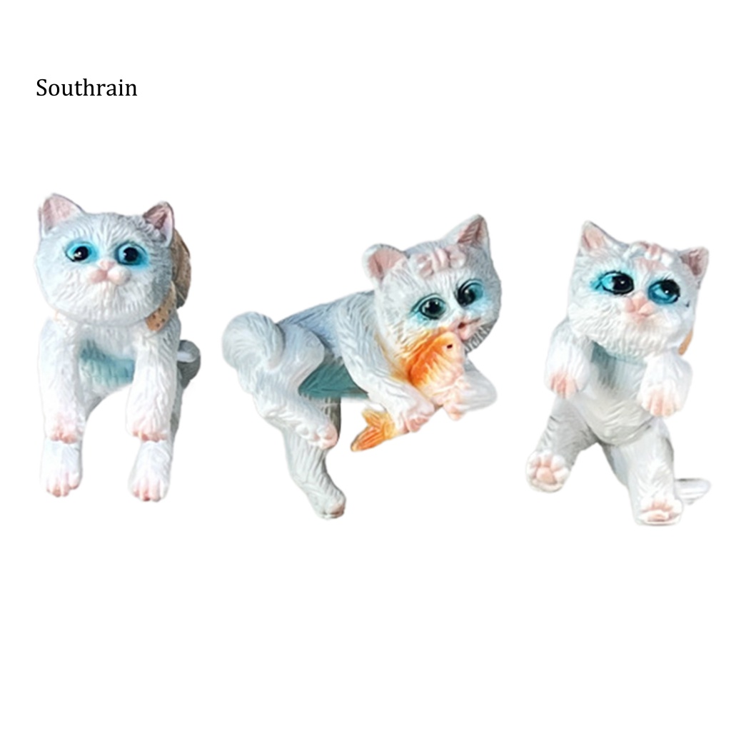 Set 3 Phụ Kiện Trang Trí Bể Cá Hình Mèo Hoạt Hình Đáng Yêu