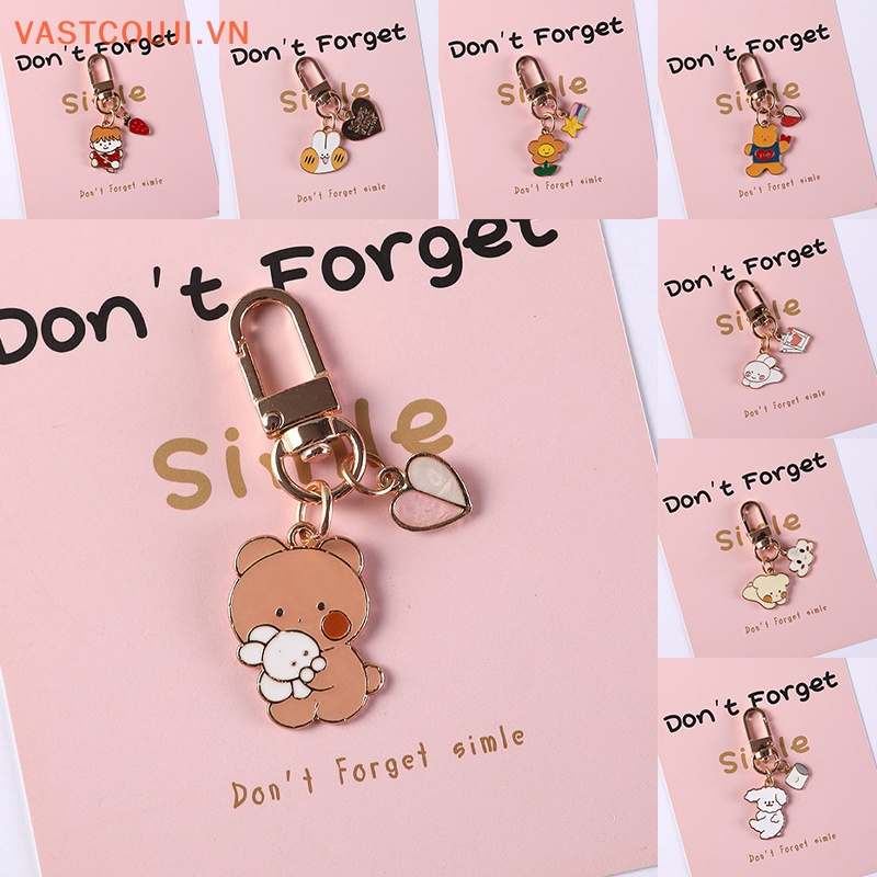 Móc Khóa Hình Thỏ / Gấu Bông VASTJI Kiểu Hàn Quốc Dễ Thương