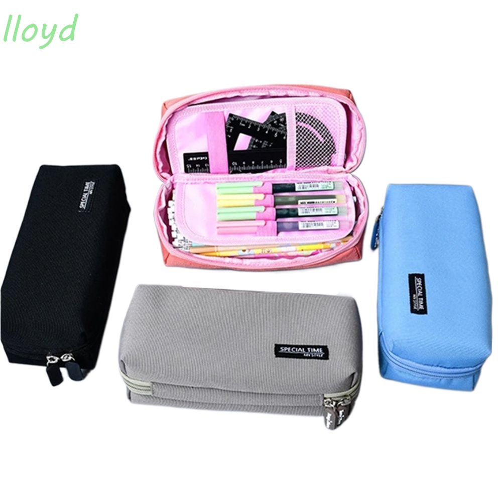 Túi Đựng Bút Bằng Vải Canvas Màu Trơn Sức Chứa Lớn