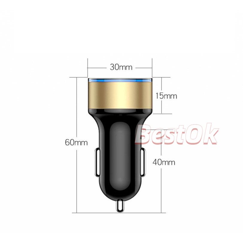 Tẩu Sạc Oto 2 Cổng USB 3.1A Màn Hình LCD 12-24V