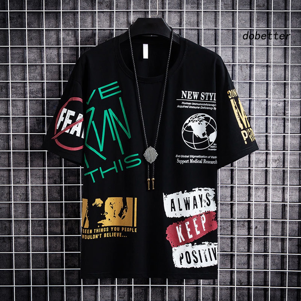 Áo Thun Tay Ngắn Cổ Tròn Thoáng Khí In Chữ Phong Cách Hip Hop Thời Trang Mùa Hè Cho Nam