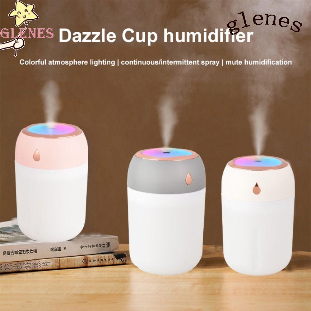 Glenes Máy khuếch tán tinh dầu Tạo Độ Ẩm Không Khí Mini Kèm Đèn USB Tiện Dụng Cho Xe Hơi