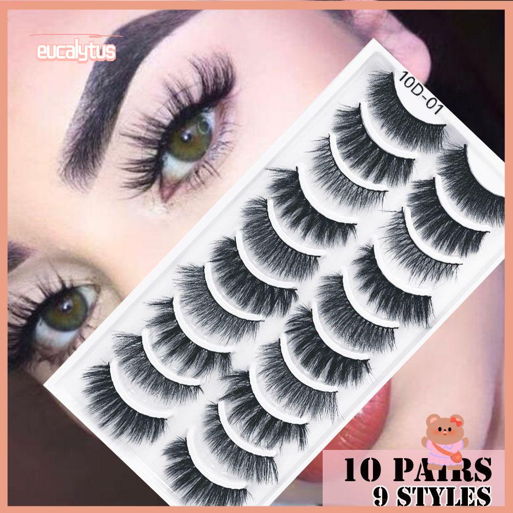 Set 10 Cặp Lông Mi Giả SKONHED Trang Điểm Mắt Không Cần Dùng Keo Dán Lông Mi