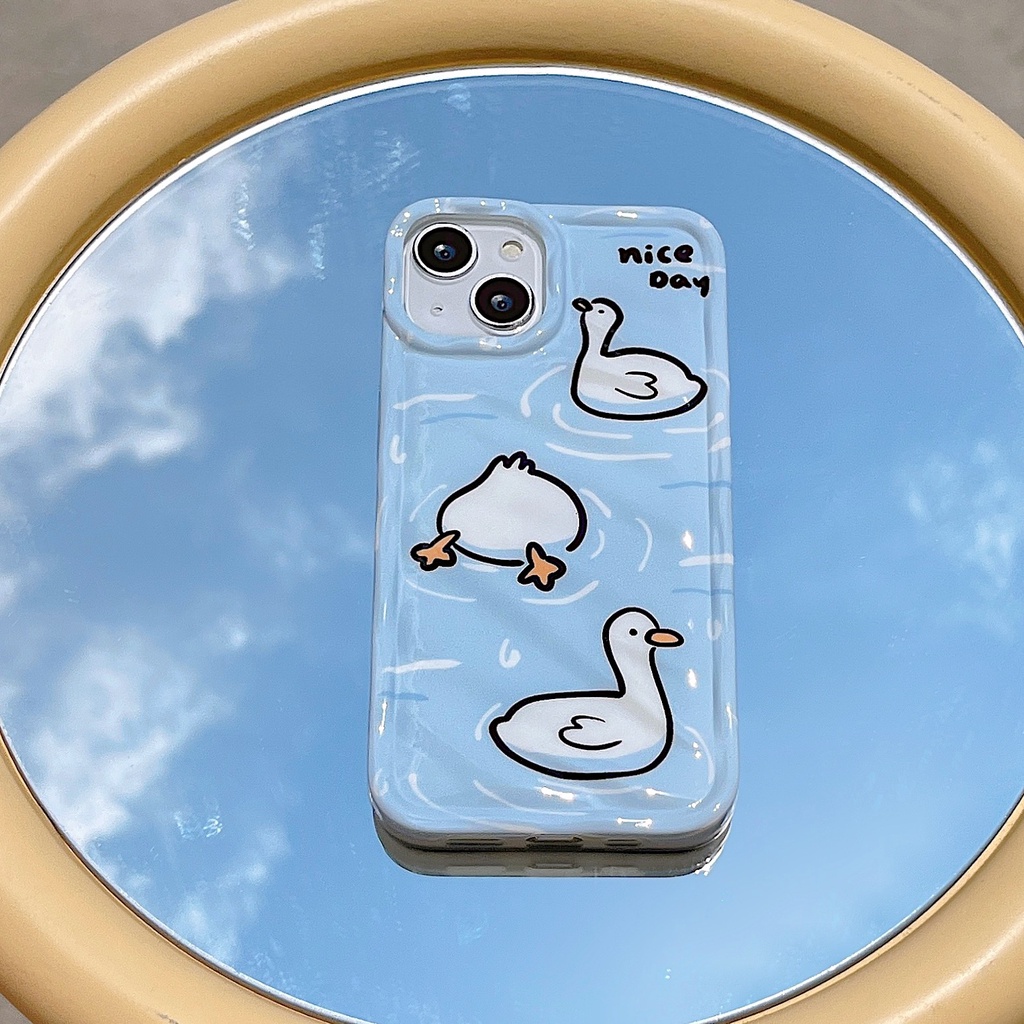 Ốp Điện Thoại Nhựa PC Cứng Hình Vịt Lặn Biển Màu Trong Suốt Gắn Giá Đỡ iPhone 11 13 12 14 Pro Max