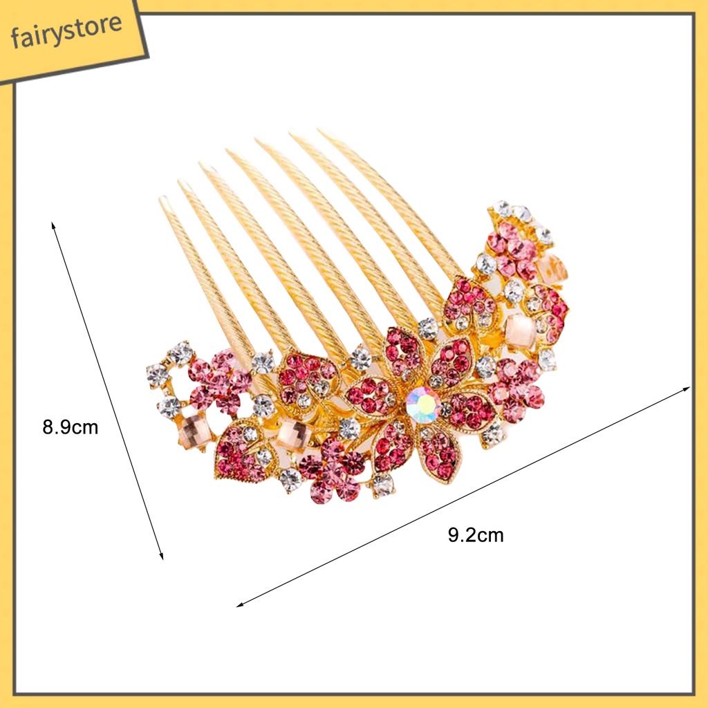 Lược Cài Tóc 7 Răng Đính Đá Nhiều Màu Sắc Chống Trượt Phong Cách Hàn Quốc
