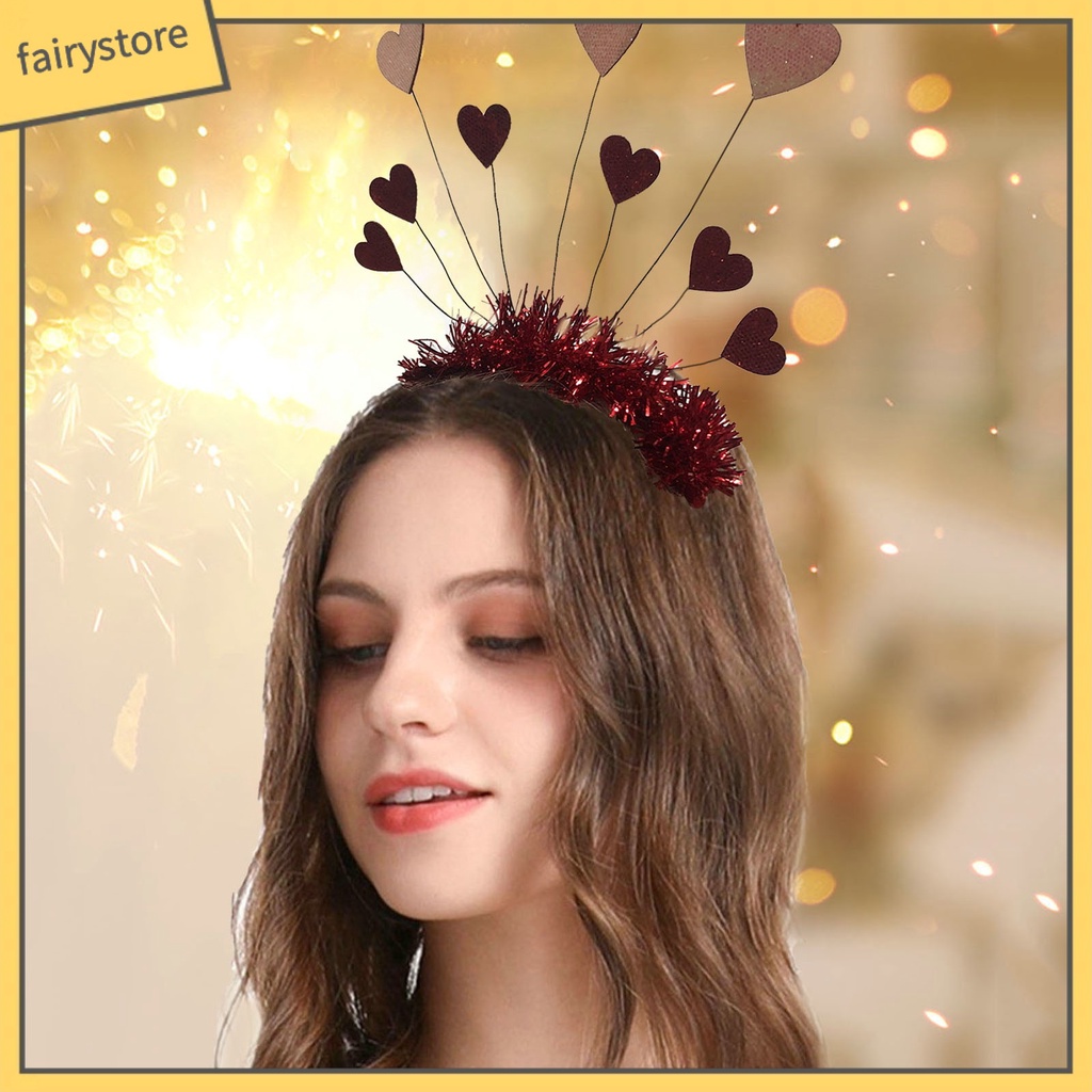 [FRO] Băng Đô 9 Trái Tim Lấp Lánh Co Giãn Tốt Trang Trí Tiệc Có Thể Tái Sử Dụng Cho Ngày Lễ Tình Nhân