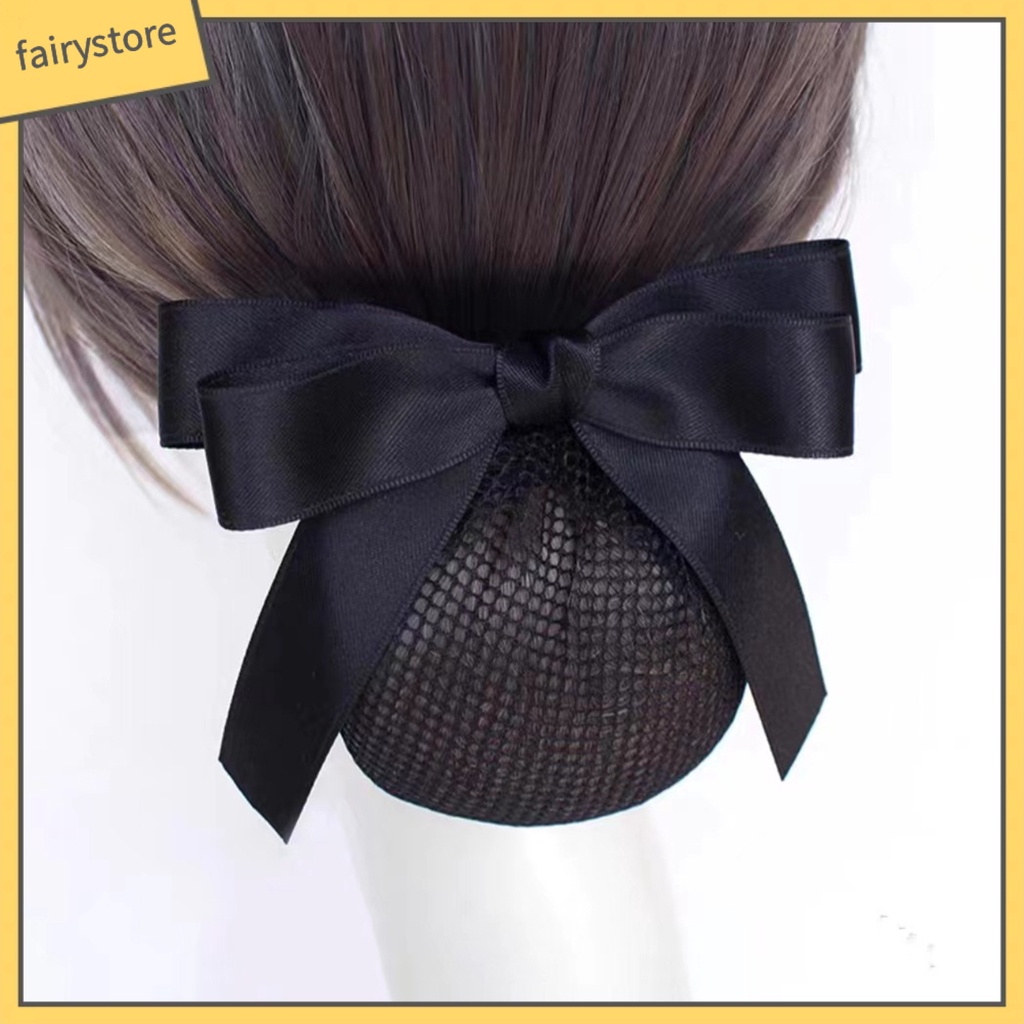 [FRO] Kẹp Tóc Lưới Thắt Nơ Màu Trơn Trang Trí Kiểu Lưới Cá Tính Chống Trượt Mềm Mại Dành Cho Nữ Tiếp Viên Hàng Không