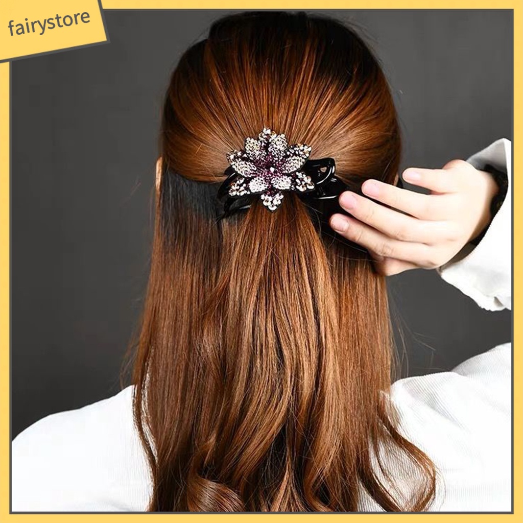 Kẹp Tóc Trang Trí Hoa Đính Đá Lấp Lánh Chống Trượt