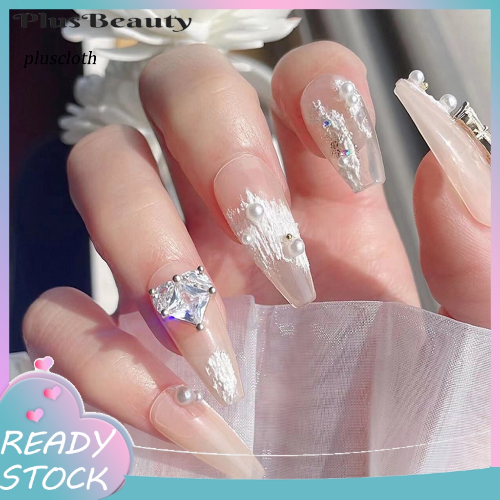 &lt; Plusclothing &gt; Hộp Phụ Kiện Trang Trí Móng Tay Thông Dụng Sáng Bóng Sang Trọng Kết Cấu Zircon Cho Cô Dâu
