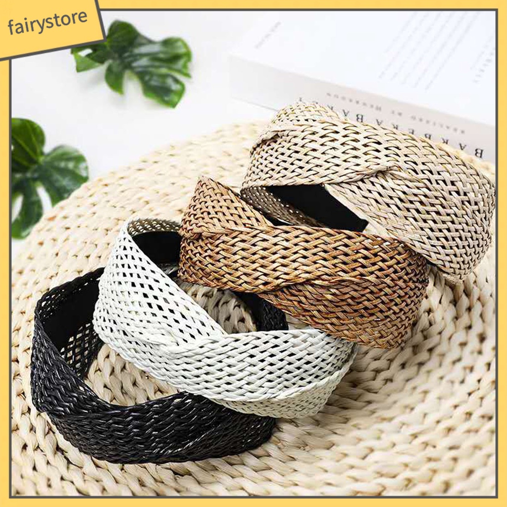 Băng Đô Bện Dây Màu Trơn Chống Rơi Phong Cách Bohemian Dành Cho Nữ