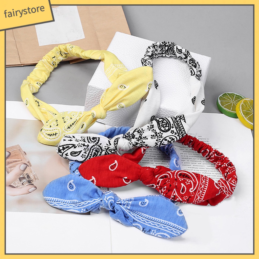 Băng Đô Cài Tóc Rửa Mặt Co Giãn Tốt Thắt Nơ In Họa Tiết Phong Cách Hàn Quốc Cho Nữ