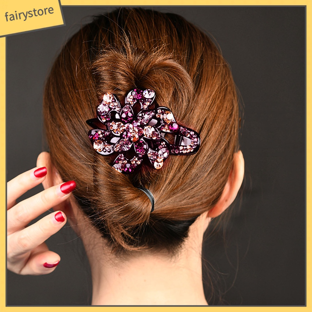 Kẹp Tóc Hình Hoa Đính Đá Bằng Acrylic Chống Trượt Dành Cho Nữ