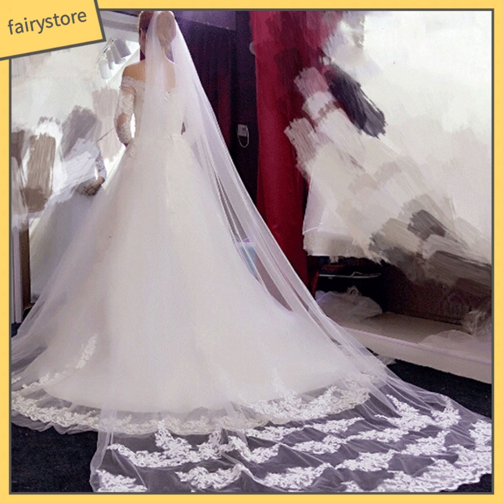 Mạng Che Mặt Phối Lưới Một Lớp 300CM Cho Cô Dâu