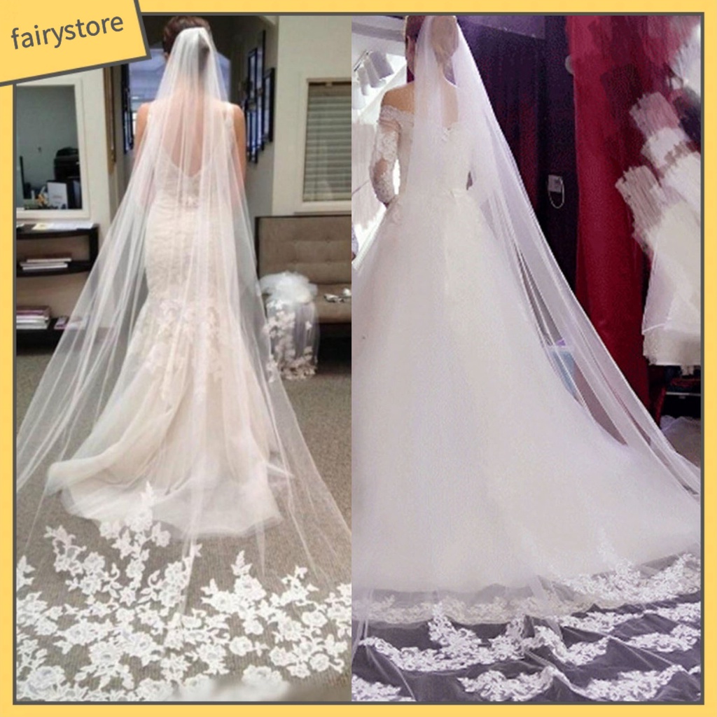 Mạng Che Mặt Phối Lưới Một Lớp 300CM Cho Cô Dâu