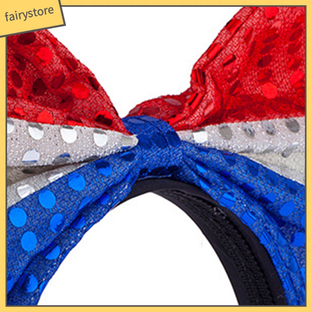 [FRO] Băng Đô Nơ Lớn Đính Kim Sa Phong Cách Mỹ Độc Lập Ngày Lễ