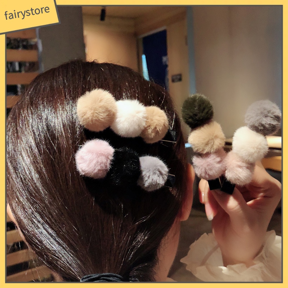 1 Kẹp Tóc Đính Bóng Xù Thời Trang Cho Nữ