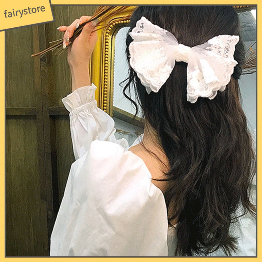 Kẹp Tóc Hình Nơ Phối Ren Chống Trượt Thiết Kế Tinh Tế Thời Trang