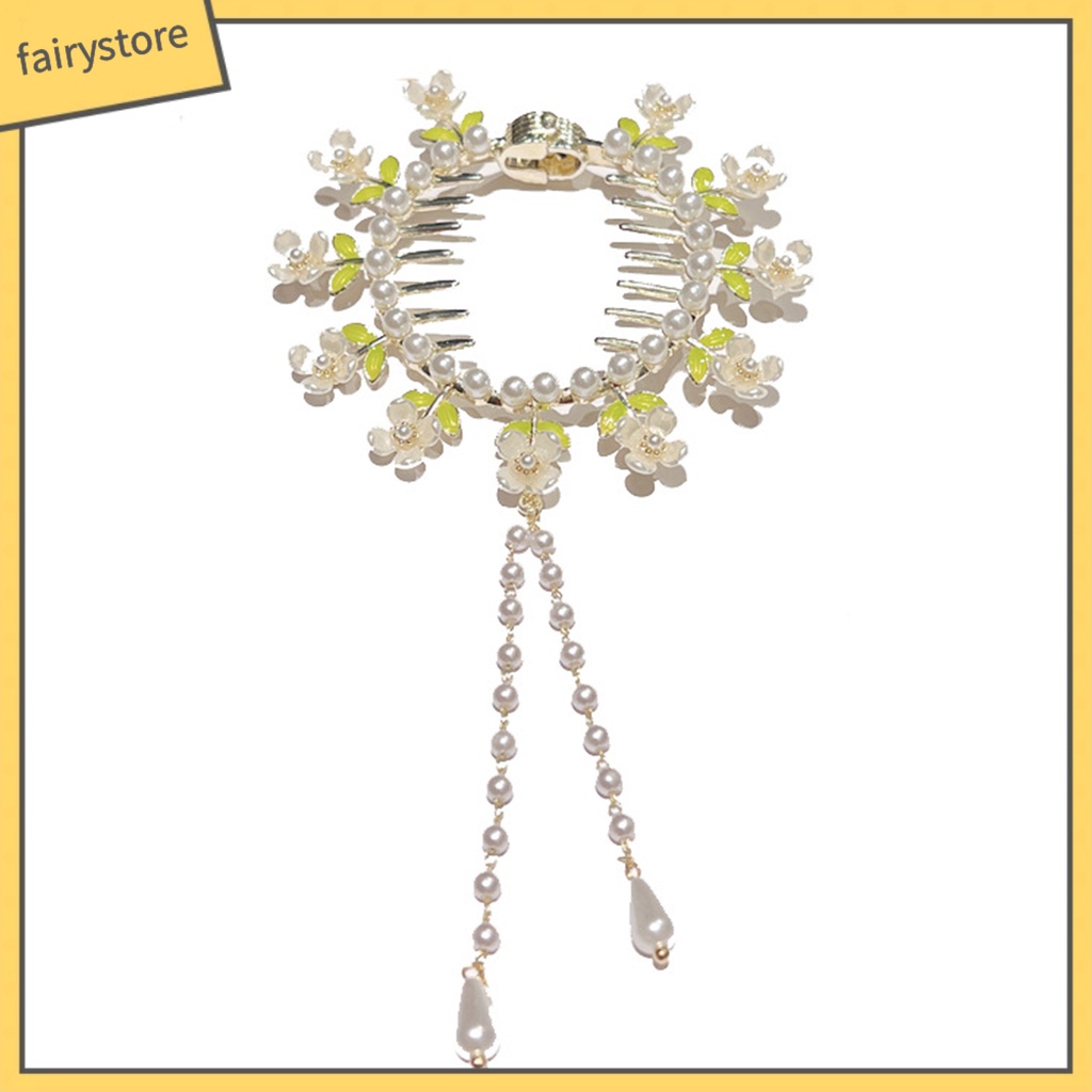 Kẹp Tóc Đính Ngọc Trai Giả Bằng Thép Không Gỉ Trang Trí Tóc Đuôi Ngựa Cho Cô Dâu