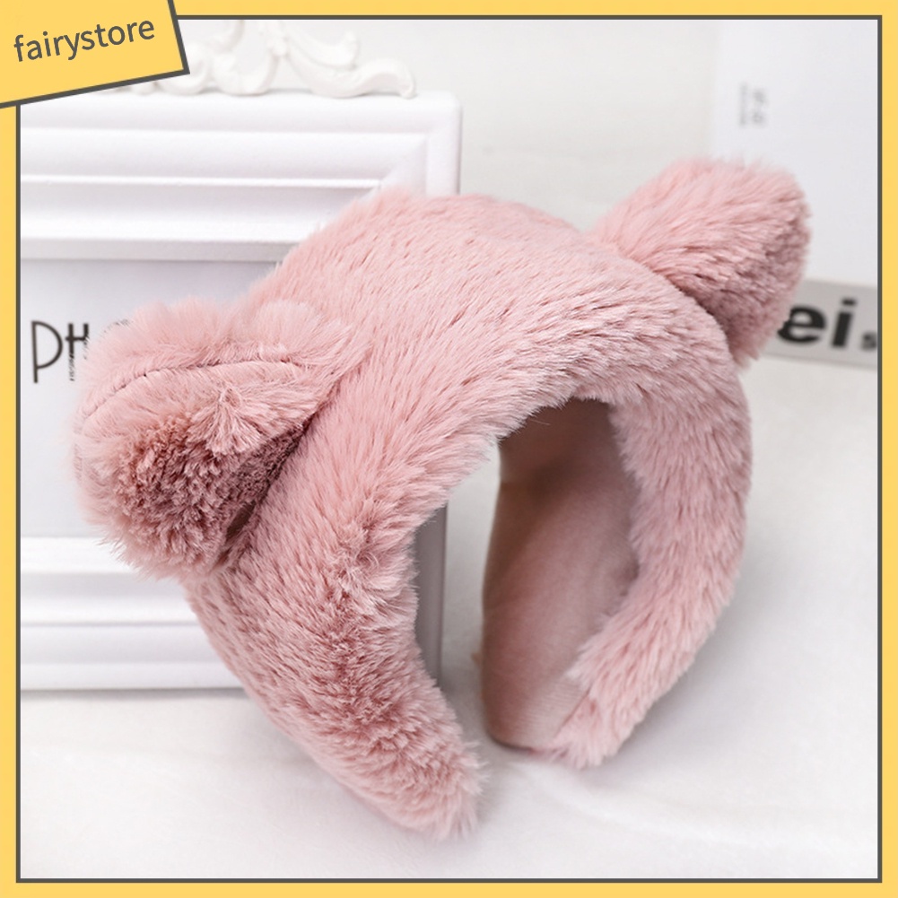 Cài Tóc Tai Thỏ Phủ Lông Mềm Mại Giữ Ấm Mùa Đông Cho Nữ