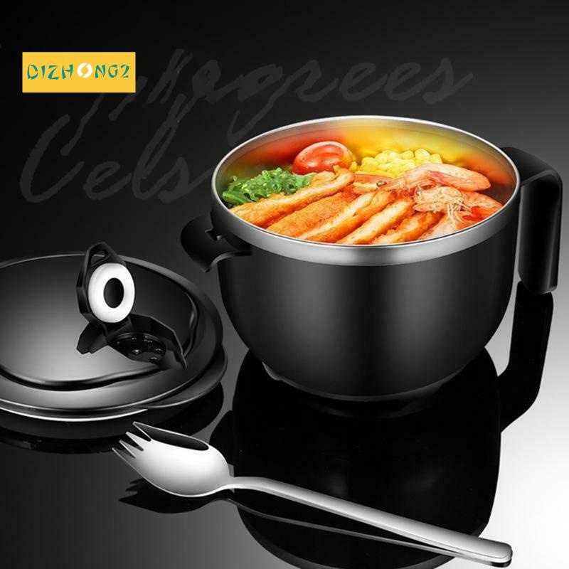 Tô Tròn Có Nắp Và Tay Cầm Bằng Thép Không Gỉ Tiện Dụng Cho Nhà Bếp Đen