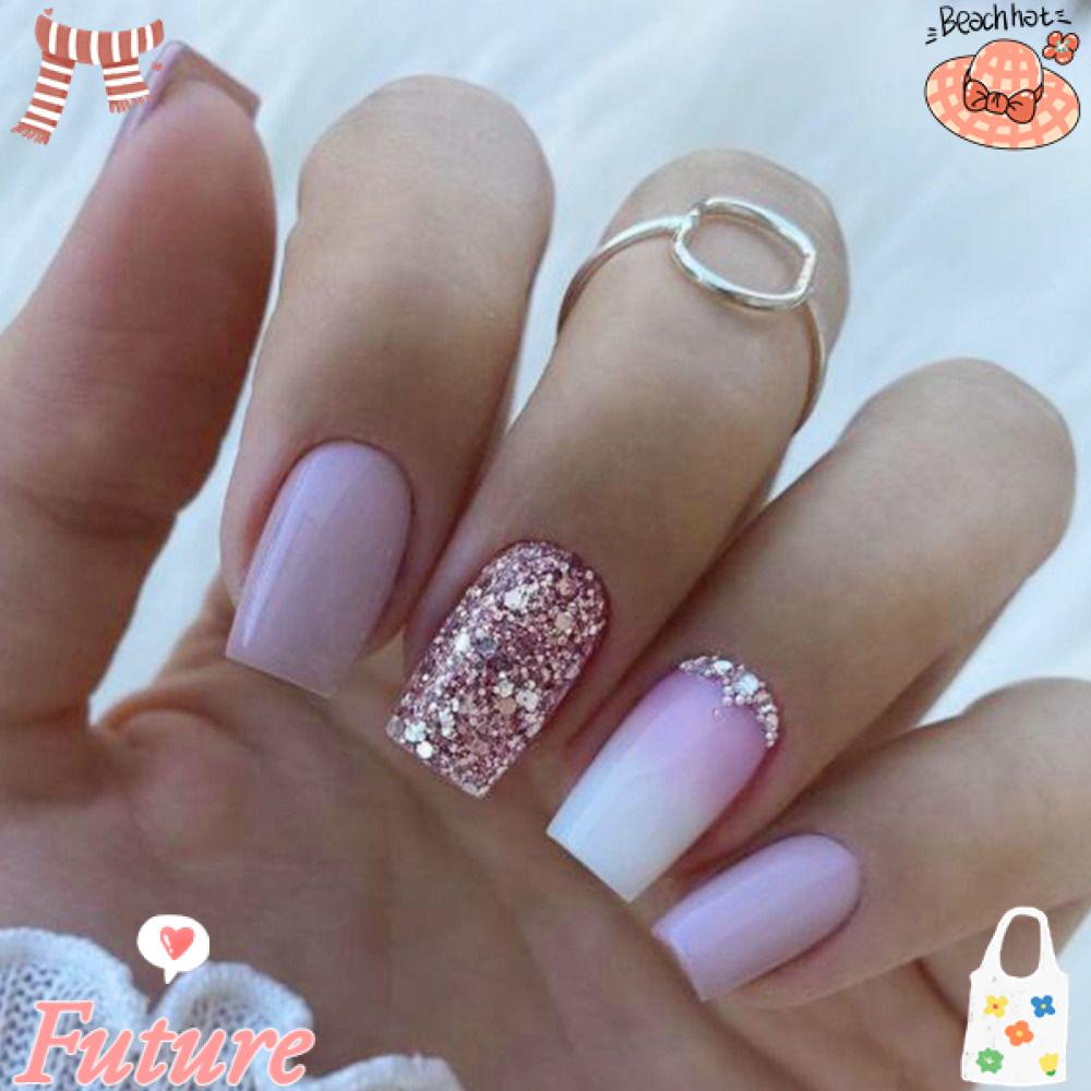 Bộ Móng Tay Giả Có Thể Tháo Rời Đầu Vuông DIY