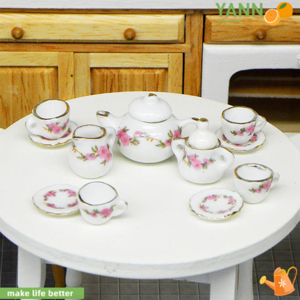 Bộ 11 Đồ Chơi Tách Uống Trà Bằng Sứ Yan1|Mô Hình Trang Trí Nhà Búp Bê Tỉ Lệ 1 / 6 1 / 12