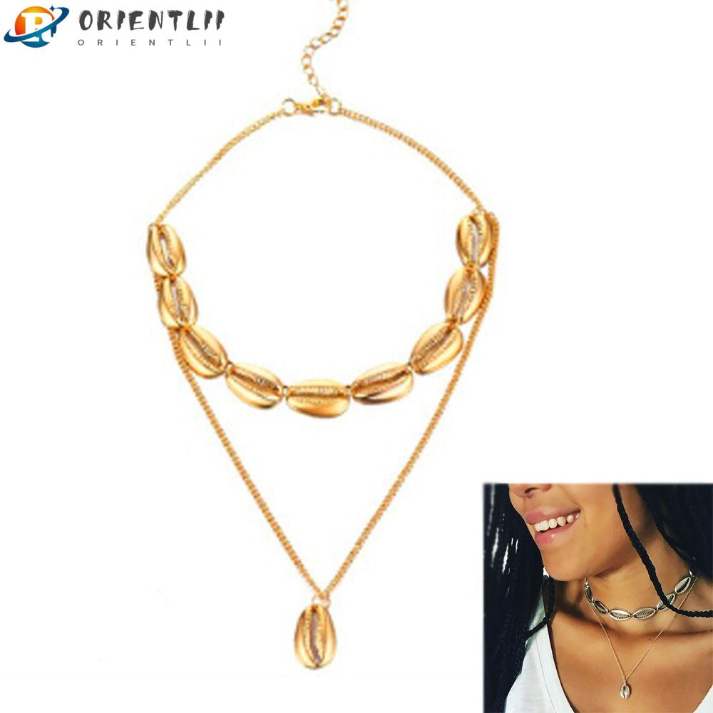 Vòng Cổ Choker Nhiều Lớp Đính Vỏ Sò Thời Trang