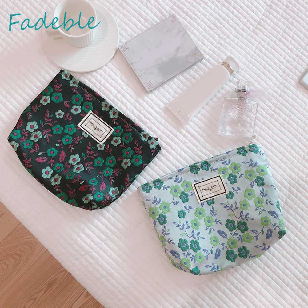 Túi Đựng Mỹ Phẩm Du Lịch Bằng Vải Canvas In Họa Tiết Hoa Sức Chứa Lớn Cho Nữ