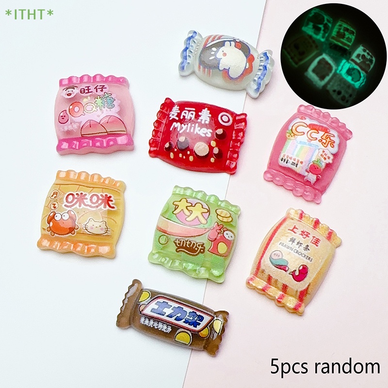 Bộ 5 Kẹp Tóc Hình Cây Kem Mini Bằng Nhựa Resin Phát Quang DIY Mới