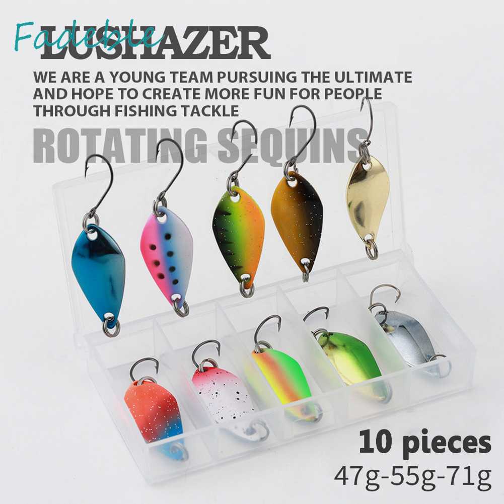 Set 10 Mồi Giả Nhử Cá Bằng Kim Loại Gắn Kèm Móc Câu Tiện Dụng