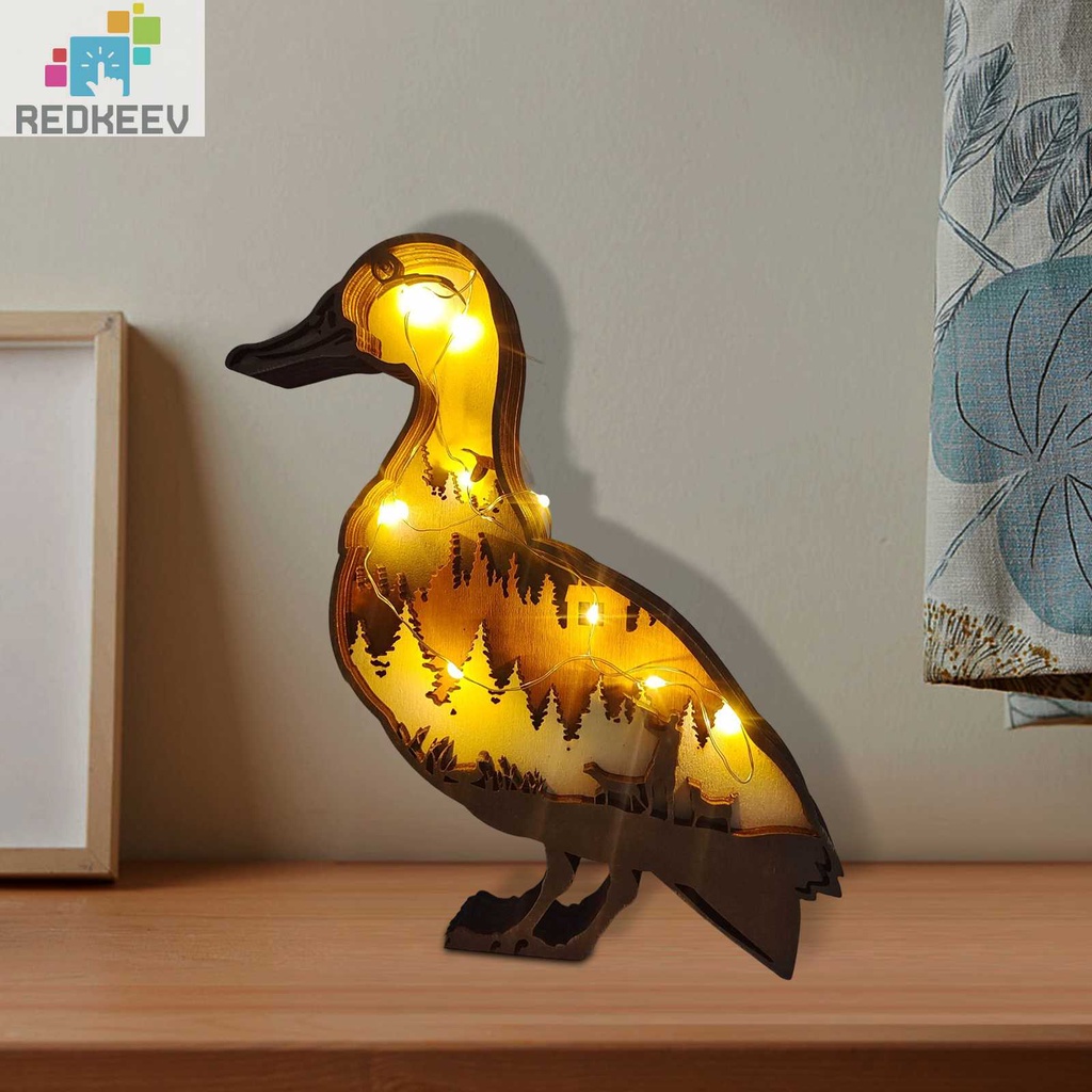 Đồ Trang Trí Nhà Cửa / Văn Phòng Bằng Gỗ Chạm Khắc Hình Động Vật 3D Có Đèn