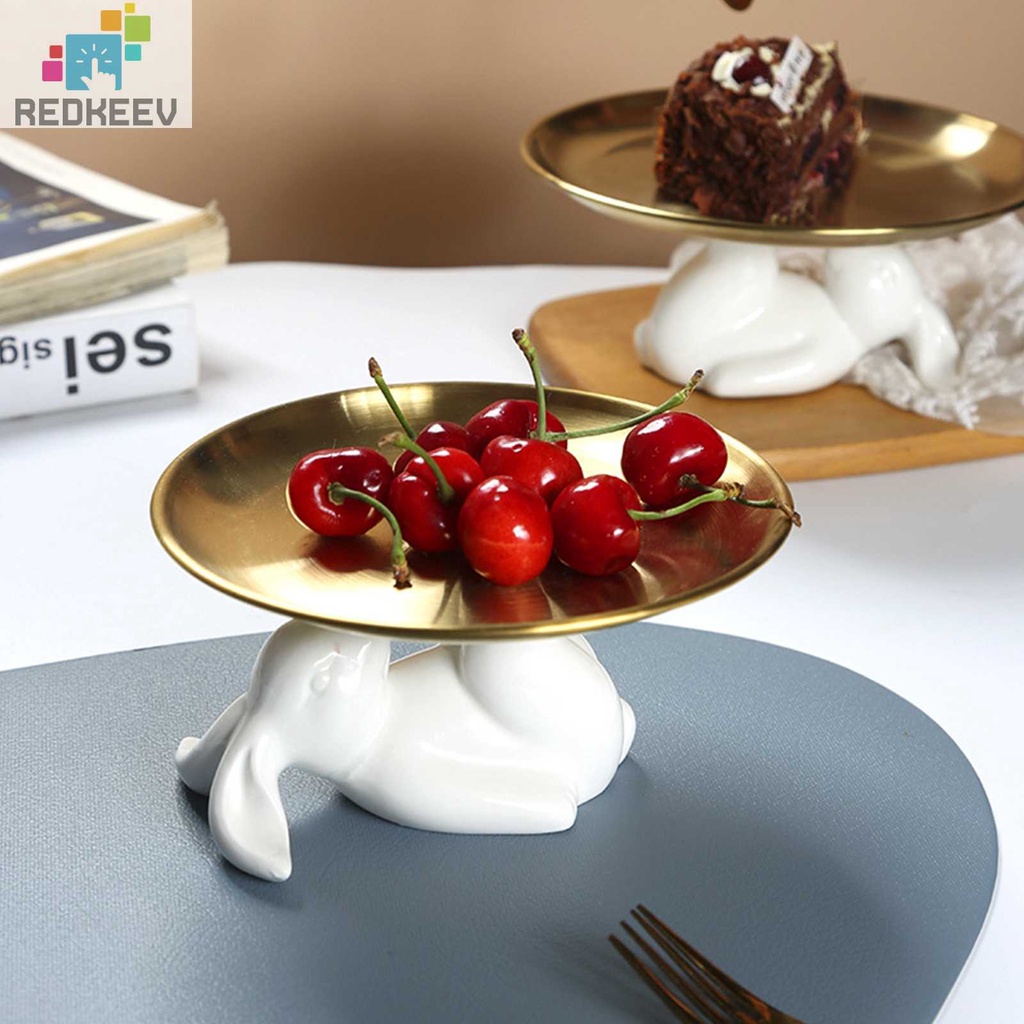 Khay Sứ Tròn Hình Thỏ Trang Trí Nhà Cửa