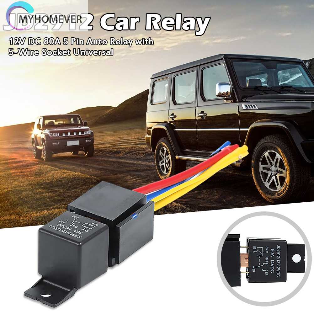 Rơ Le Ô Tô JD2912 12V DC 80A 5 Pin Với Ổ Cắm 5 Dây