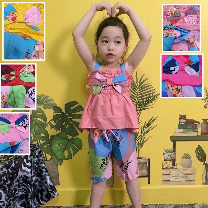 Đồ bộ lụa 2 dây đính nơ New (giao màu ngẫu nhiên)