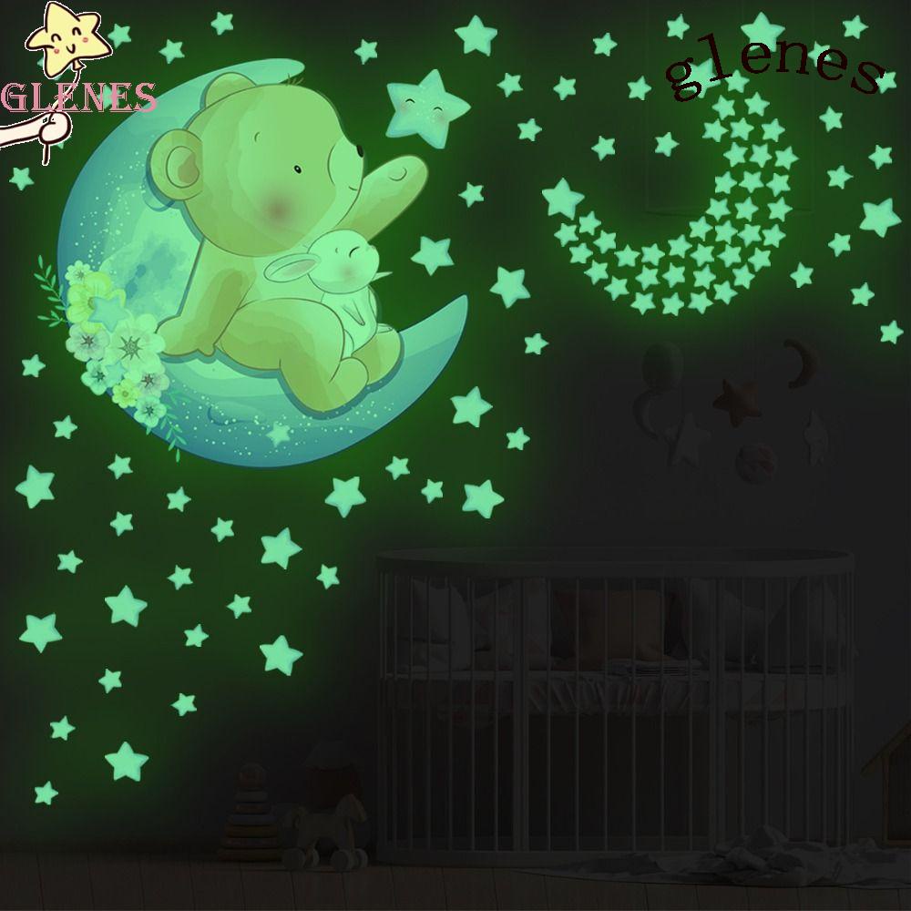 Set 2 Đề Can Dán Tường Màu Dạ Quang Hình Chú Voi Dễ Thương Trang Trí Phòng Ngủ Cho Bé DIY