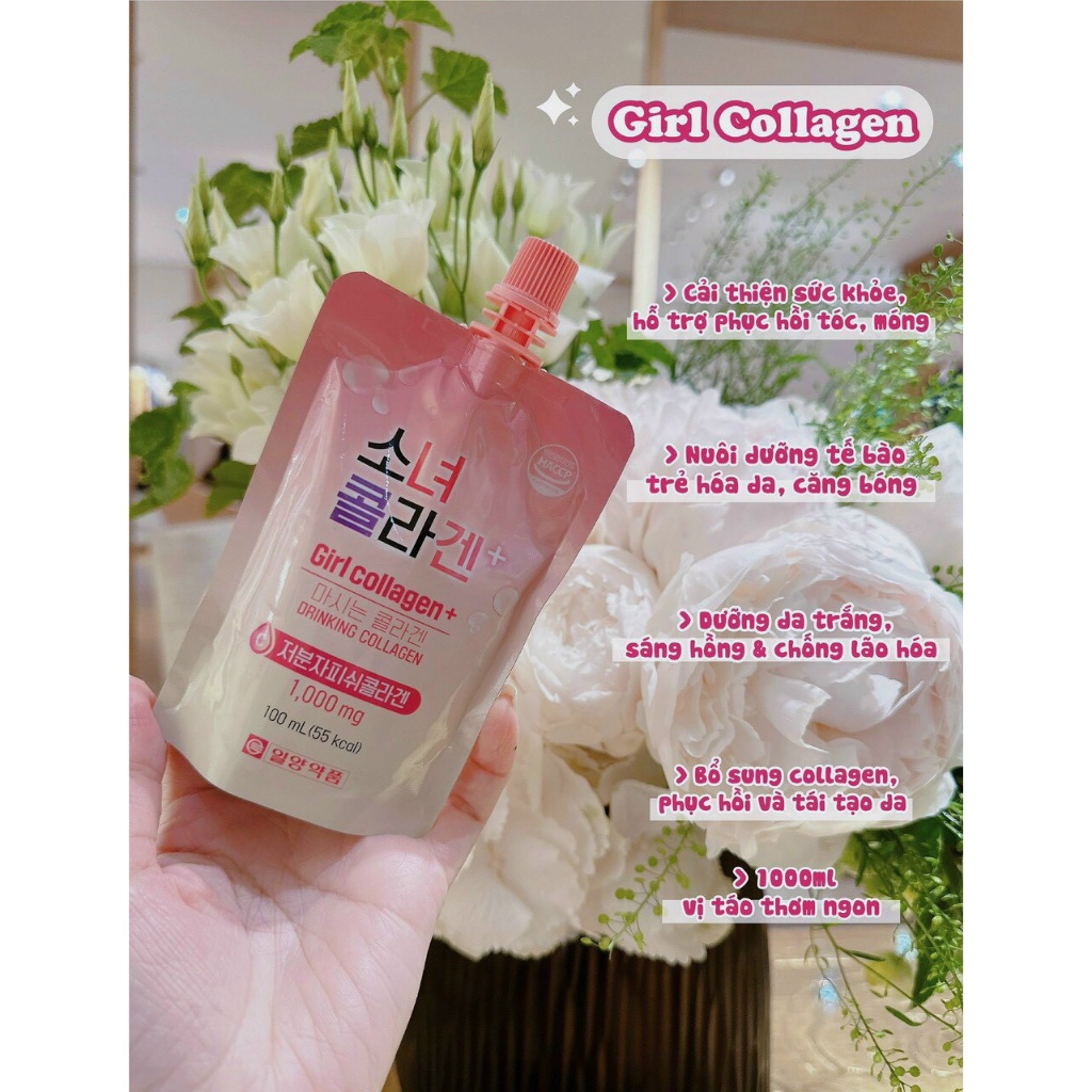 Collagen Uống Hàn Quốc Girl Collagen Nước Uống Bổ Sung Collagen Làm Đẹp Da Hộp 10 Gói
