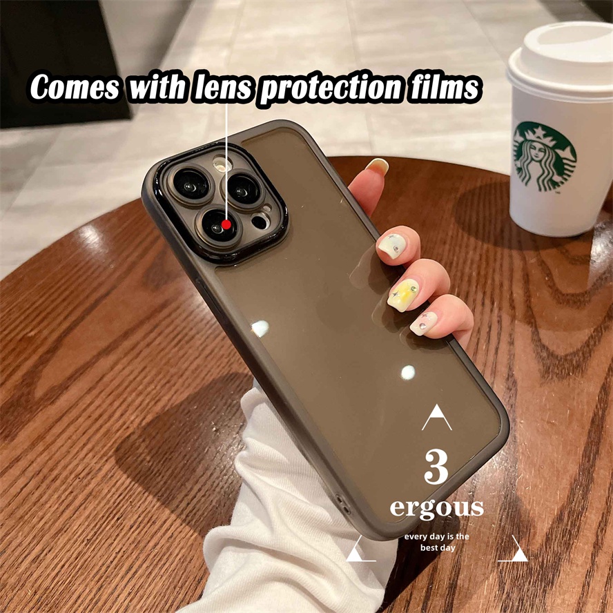 Ốp Điện Thoại TPU Mềm Trong Suốt Đơn Giản Bảo Vệ Ống Kính Cho IPhone 14 13 12 11 Pro Max SE2020 X XR Xs Max 7 8 6 6s Plus