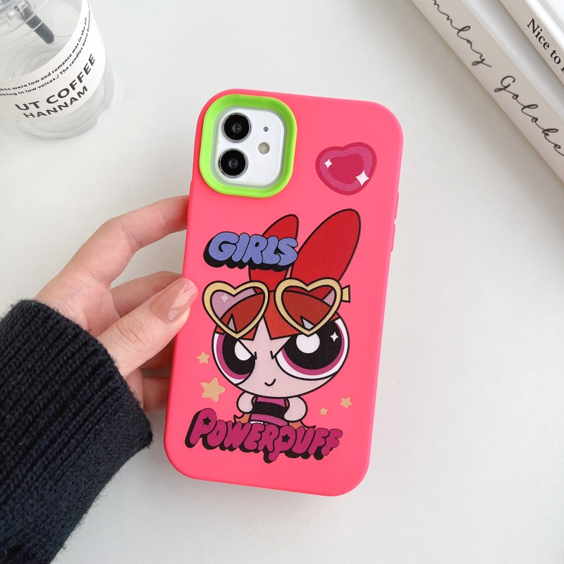 Ốp Điện Thoại Silicon Mềm Chống Sốc 3 Trong 1 In Hoạt Hình Powerpuff Girls Cho iPhone 14 Plus 13 12 11 Pro Max