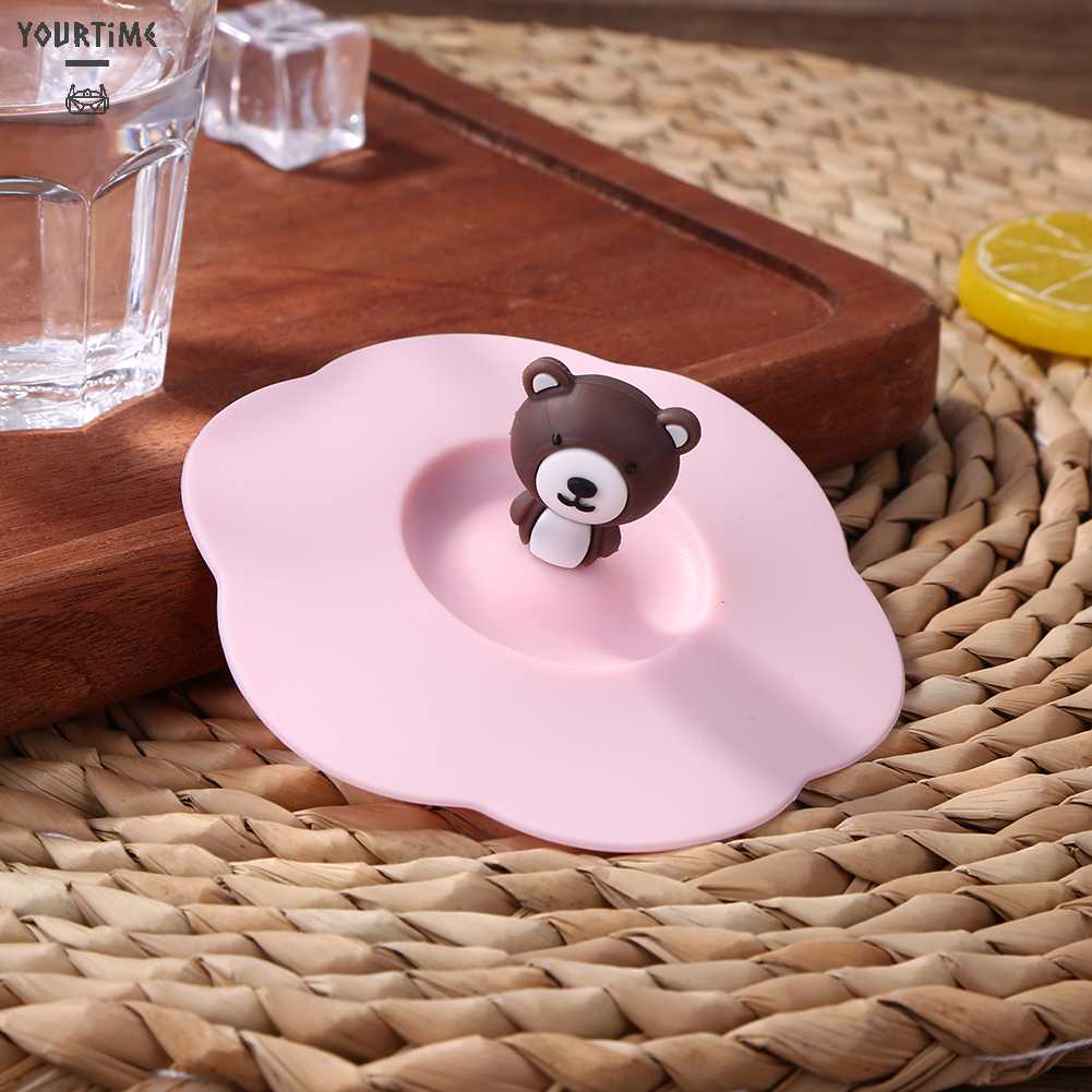 Nắp Đậy Cốc Nước Bằng Silicon Trong Suốt Chịu Nhiệt Chống Tràn Kiểu Hoạt Hình Dễ Thương