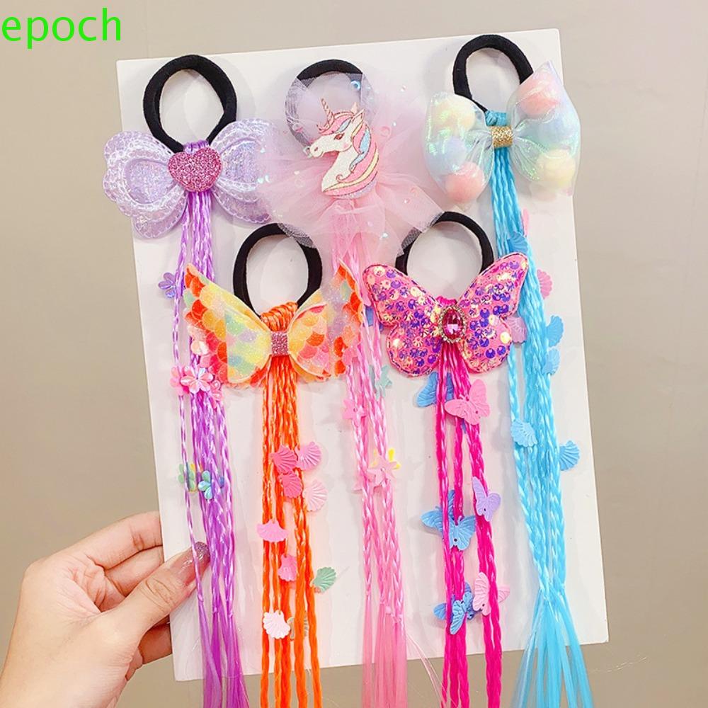 Epoch Dây Buộc Tóc Giả Thắt Bím Đuôi Ngựa Co Giãn Tự Nhiên Dễ Thương Dành Cho Bé Gái