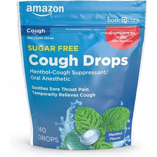 Kẹo ngậm the Amazon Basic Care Cough Drops không đường bạc hà - 140 viên