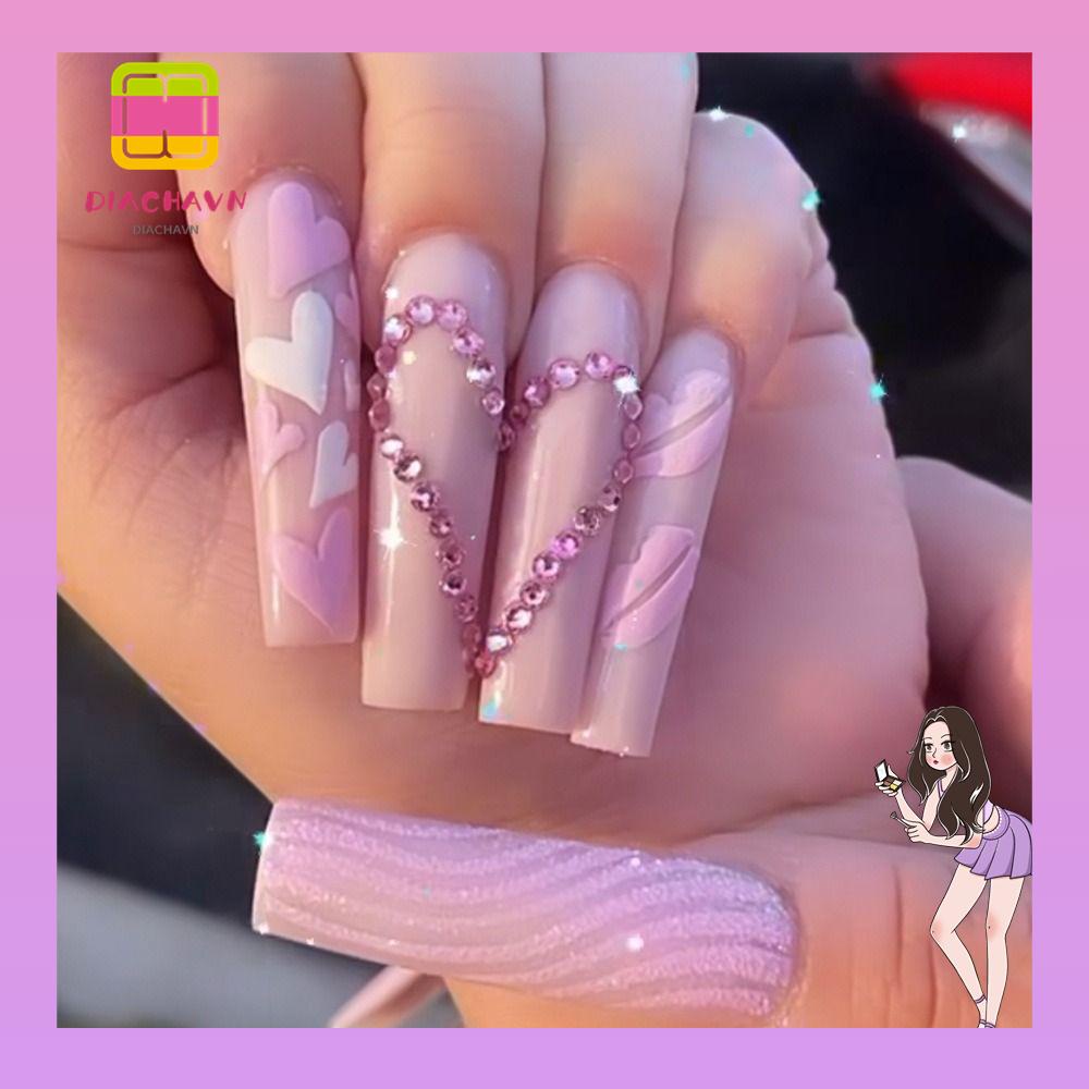 Bộ Móng Tay Giả Che Phủ Toàn Diện Đầu Vuông Dạng Nhấn Có Thể Tháo Rời