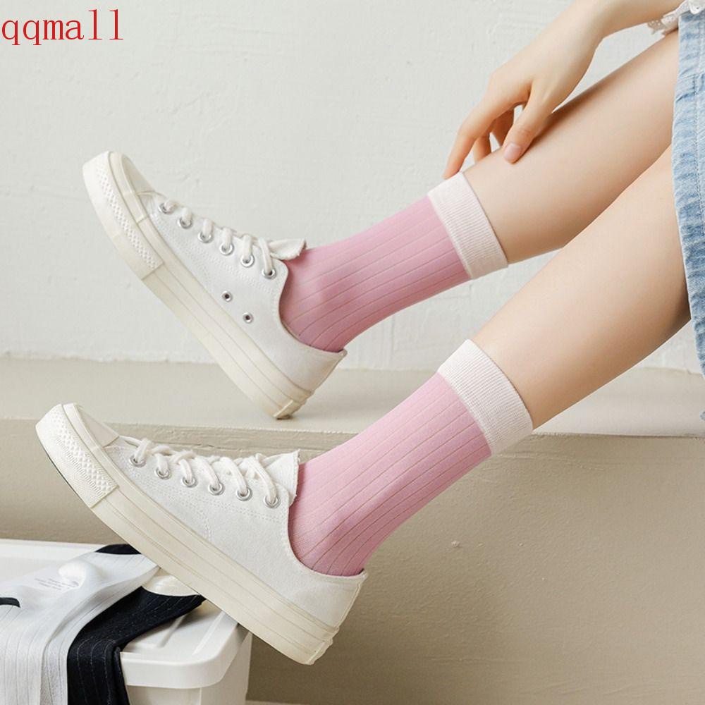 Đôi Vớ Mỏng Co Giãn Họa Tiết Kẻ Sọc Thời Trang Harajuku Dành Cho Nữ