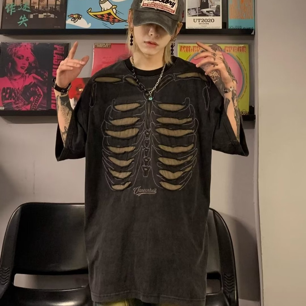 Áo Thun Ngắn Tay Phong Cách Đường Phố Cá Tính Cho Nam Nữ