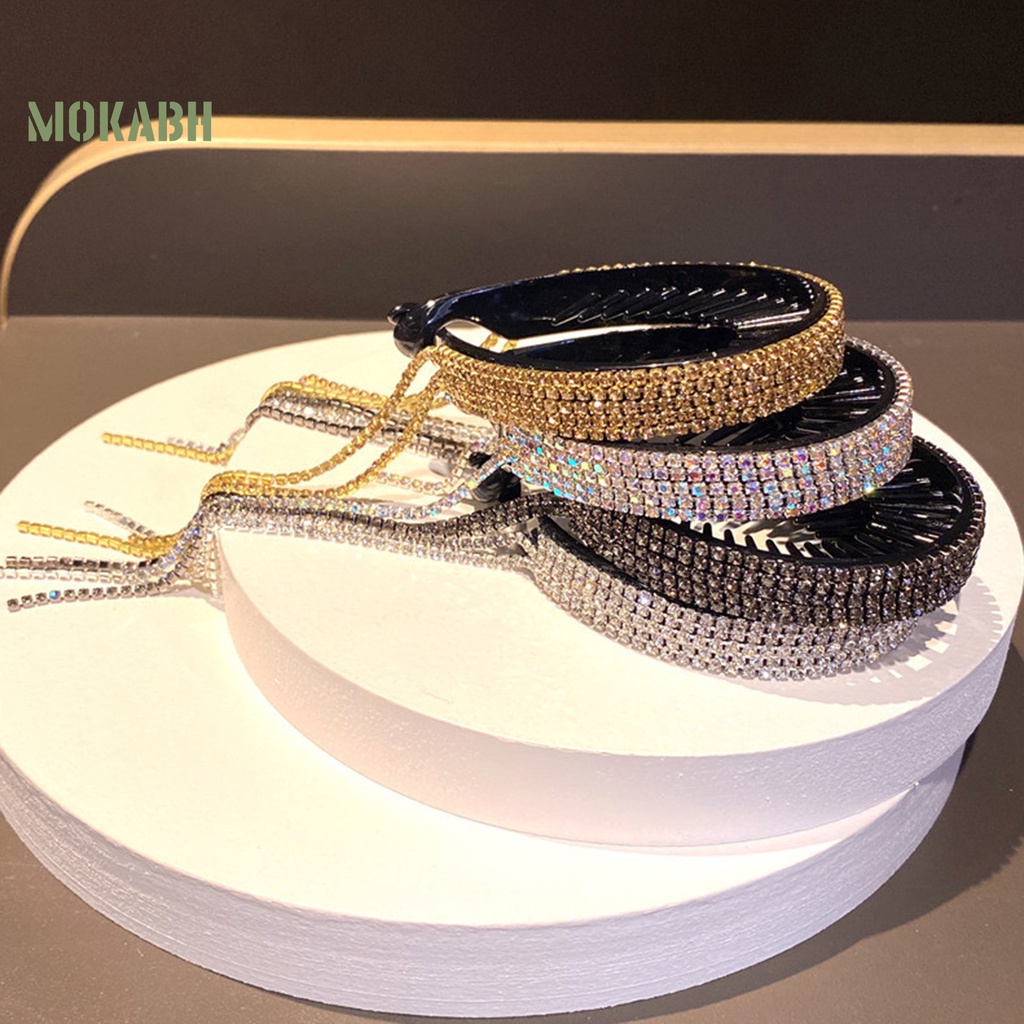 [Mok Abh] Kẹp Tóc Đuôi Ngựa Đính Kim Cương Giả Lấp Lánh Chống Trượt Phong Cách Hàn Quốc